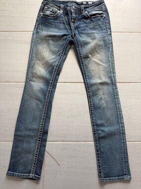 Miss Me straight leg faded blue jeans